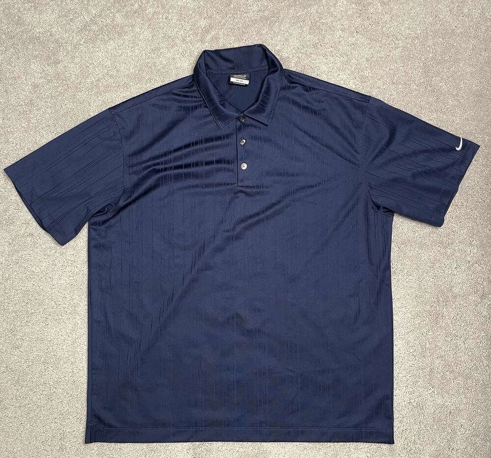 Nike Golf Dri Fit Polo Shirt Mens XL Blue Stripe Activewear Athleisure